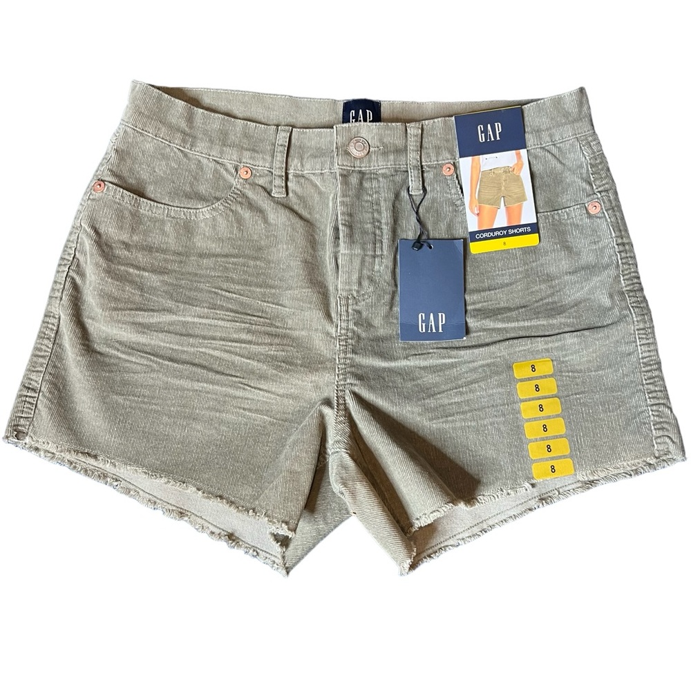 GAP Corduroy Short Shorts Women’s Size 8 Vetiver Green Raw Hem NWT